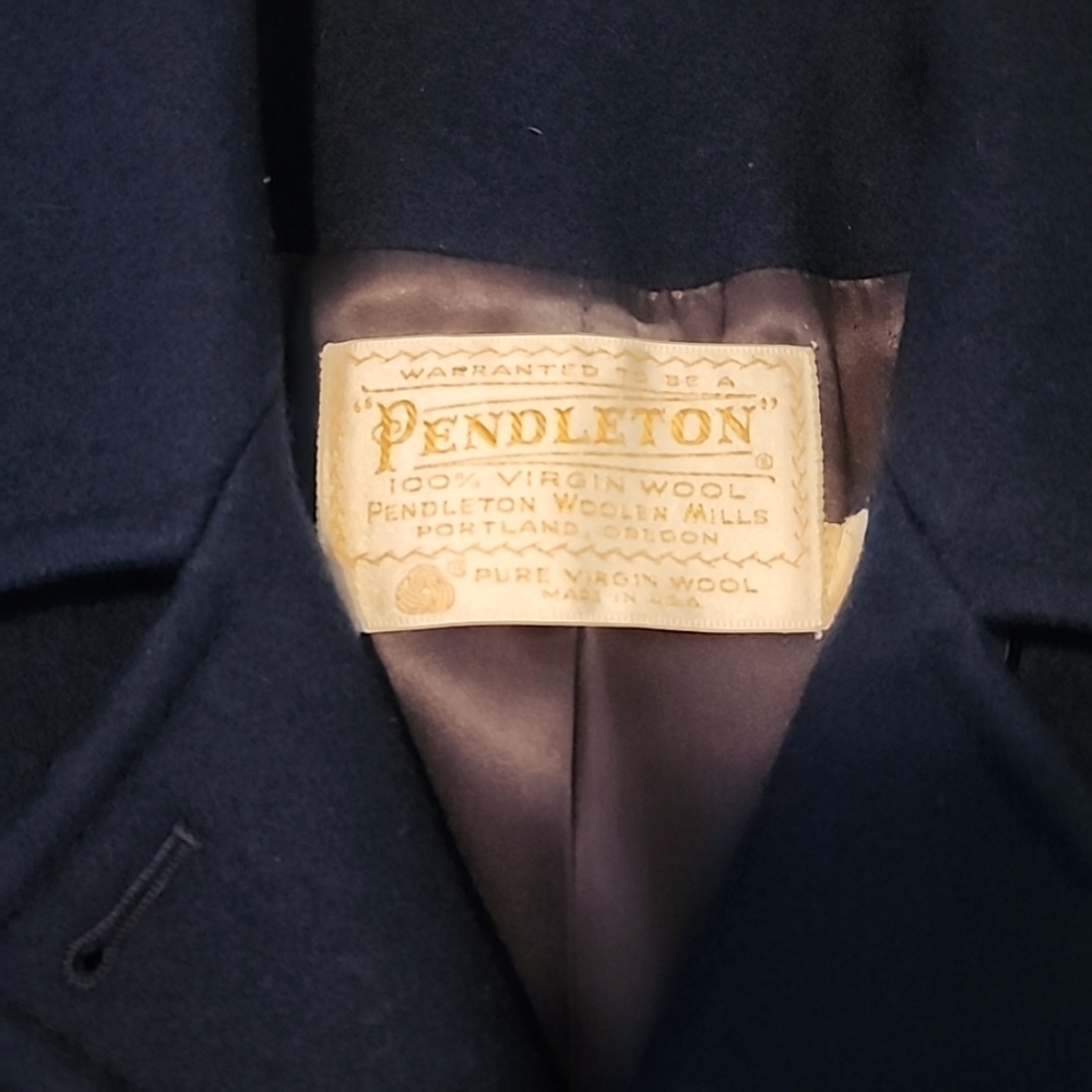 Navy Pendleton Wool Coat - image 1